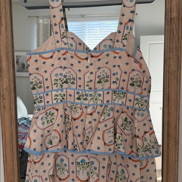 HUNTER BELL Peach Floral Maxi Dress with Blue Trim - Picture 6 of 7